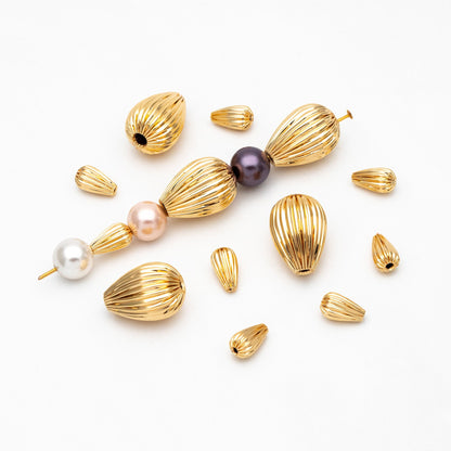 10pcs Gold Teardrop Spacer Beads 5mm/ 11mm, DIY Jewelry Making Supplies Wholesale (GB-4047)