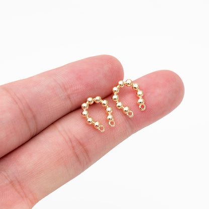 10pcs Gold U-Shaped Earring with 2 Loops, 18K Gold plated Brass Stud Earrings (GB-4048)
