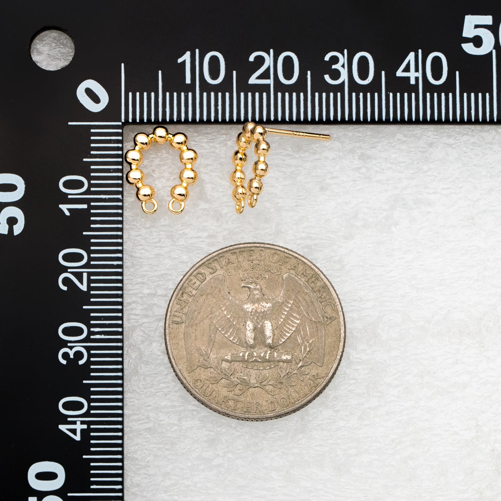 10pcs Gold U-Shaped Earring with 2 Loops, 18K Gold plated Brass Stud Earrings (GB-4048)