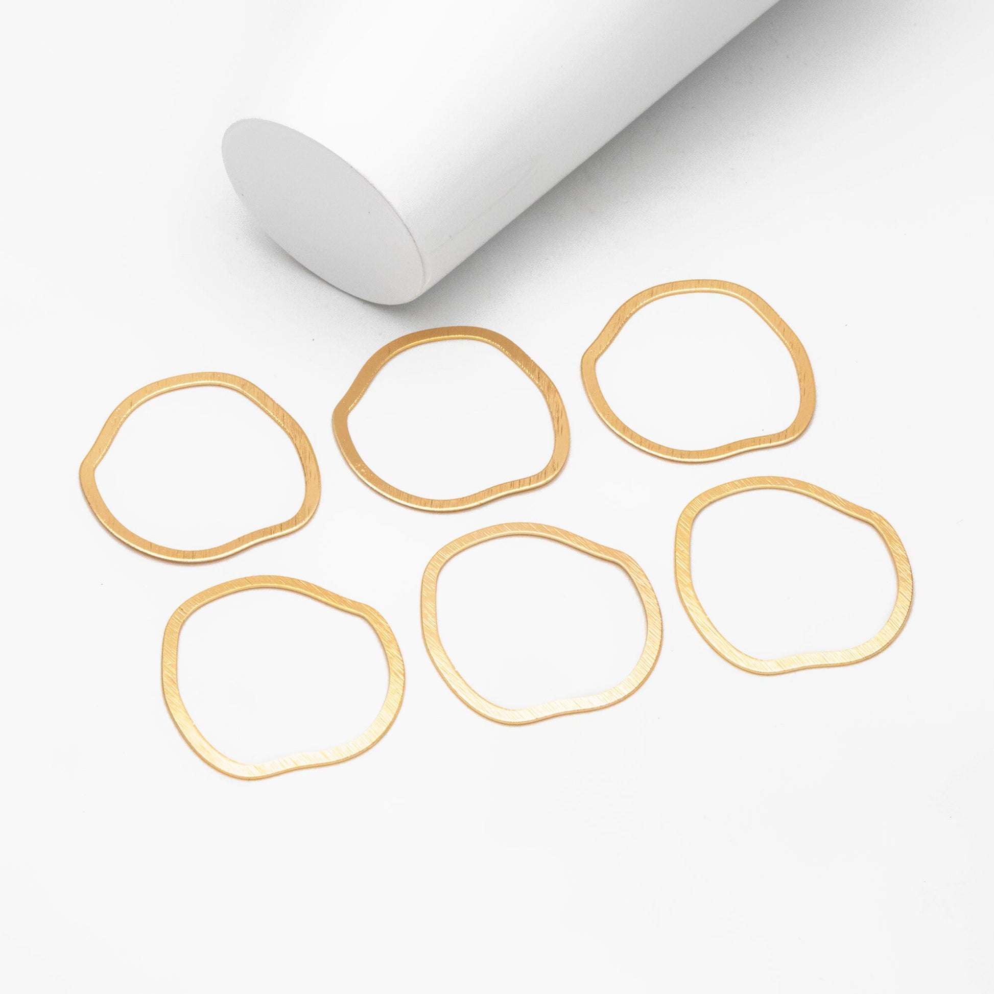 10pcs Gold Irregular Ring Charms, 18K Gold plated Brass Ring, Geometric Hoop Circle Pendants (GB-3817-N)
