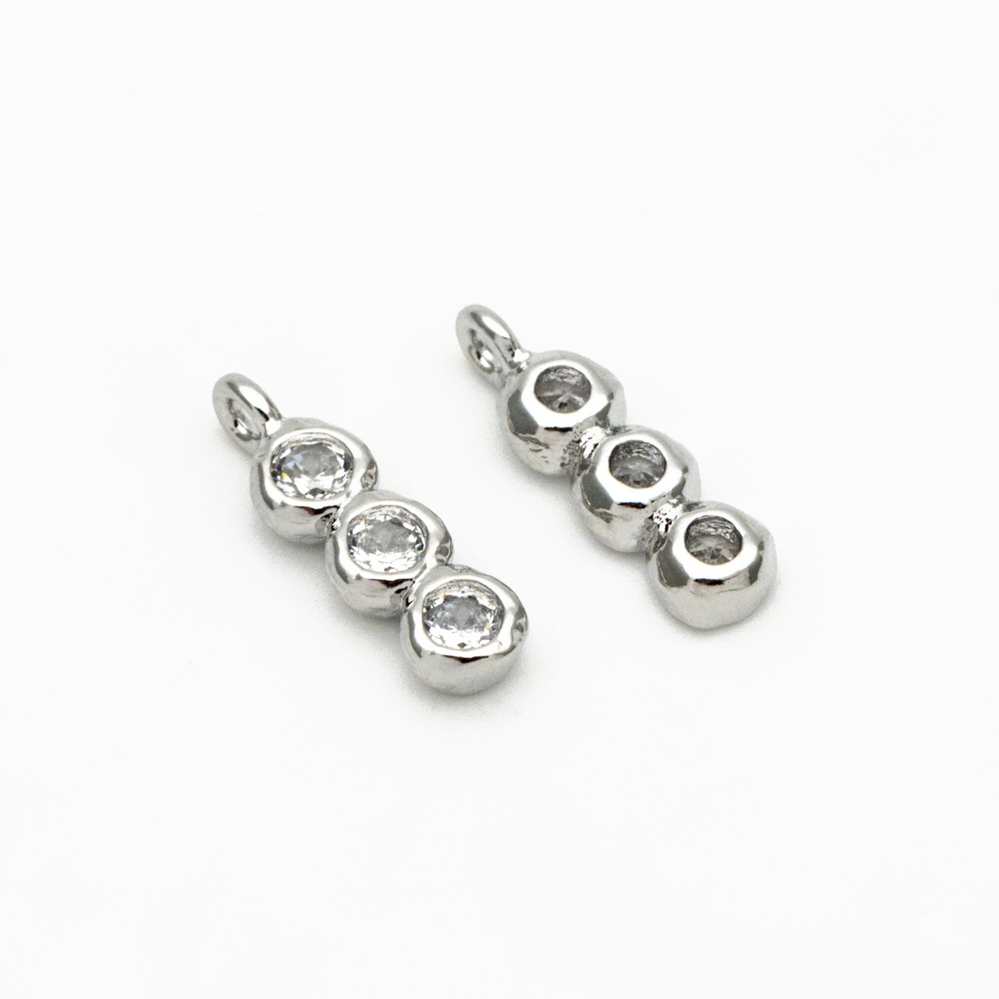 10pcs Gold/ Silver CZ pave Bar Charm, 13x4mm, Zircon Charms, White Stone Charms (GB-3897-C)