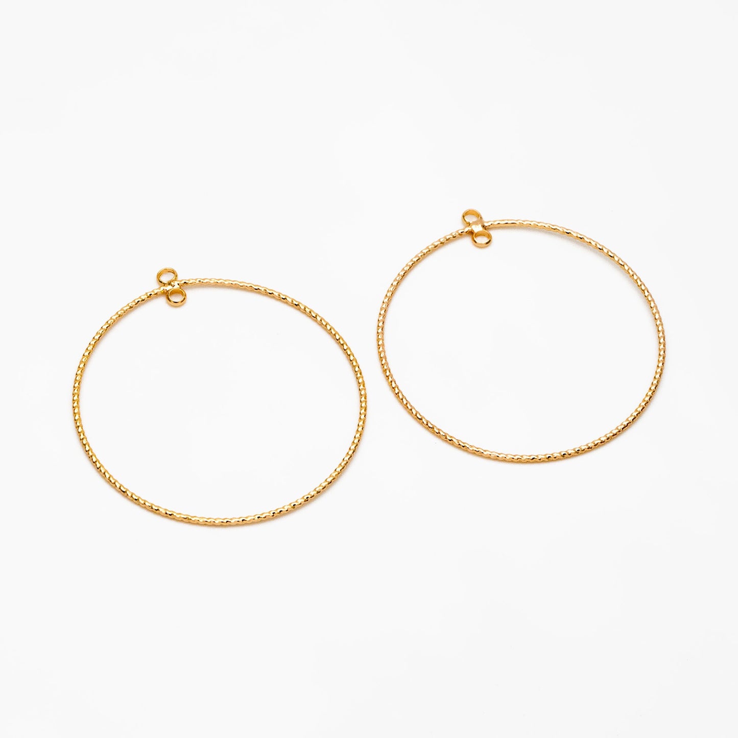 10pcs Gold/ Silver tone Round Circle Pendants 40mm, Gold/ Rhodium plated Brass Hoops, Geometric Ring Loop Charms (GB-3984)