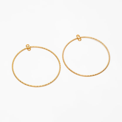 10pcs Gold/ Silver tone Round Circle Pendants 40mm, Gold/ Rhodium plated Brass Hoops, Geometric Ring Loop Charms (GB-3984)