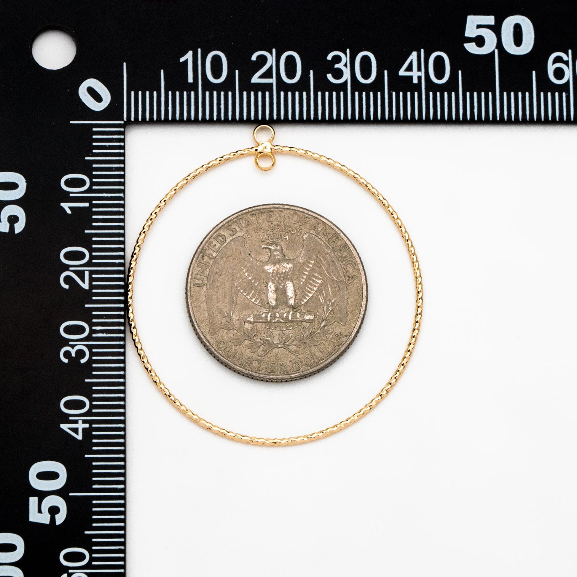 10pcs Gold/ Silver tone Round Circle Pendants 40mm, Gold/ Rhodium plated Brass Hoops, Geometric Ring Loop Charms (GB-3984)