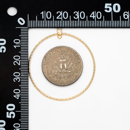 10pcs Gold/ Silver tone Round Circle Pendants 40mm, Gold/ Rhodium plated Brass Hoops, Geometric Ring Loop Charms (GB-3984)