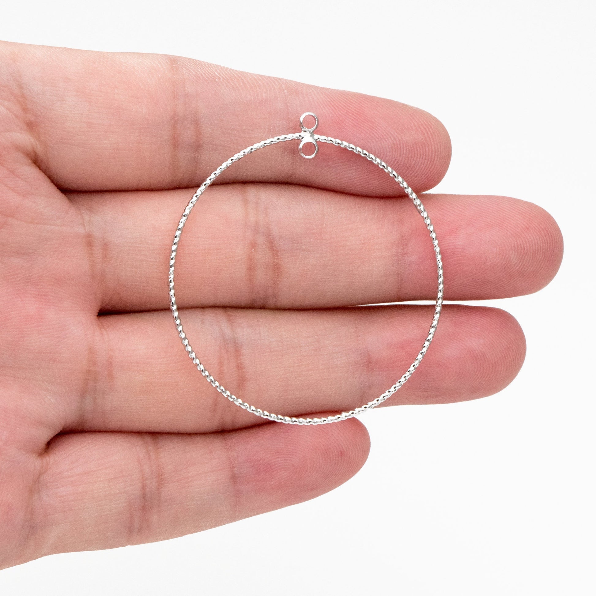 10pcs Gold/ Silver tone Round Circle Pendants 40mm, Gold/ Rhodium plated Brass Hoops, Geometric Ring Loop Charms (GB-3984)