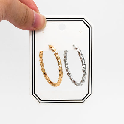 4pcs Gold/ Silver Round Hoop Earrings 40mm, Gold/ Rhodium Plated Brass Earring, Leverback Ear Hooks (GB-3985)