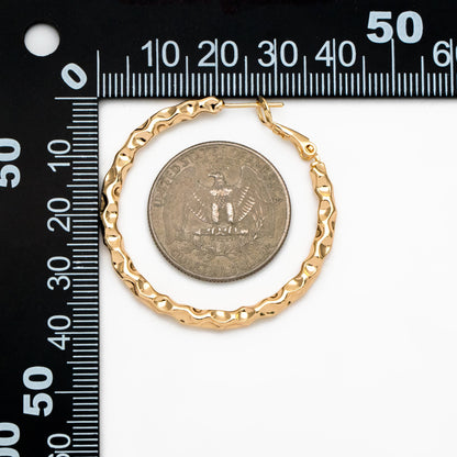 4pcs Gold/ Silver Round Hoop Earrings 40mm, Gold/ Rhodium Plated Brass Earring, Leverback Ear Hooks (GB-3985)