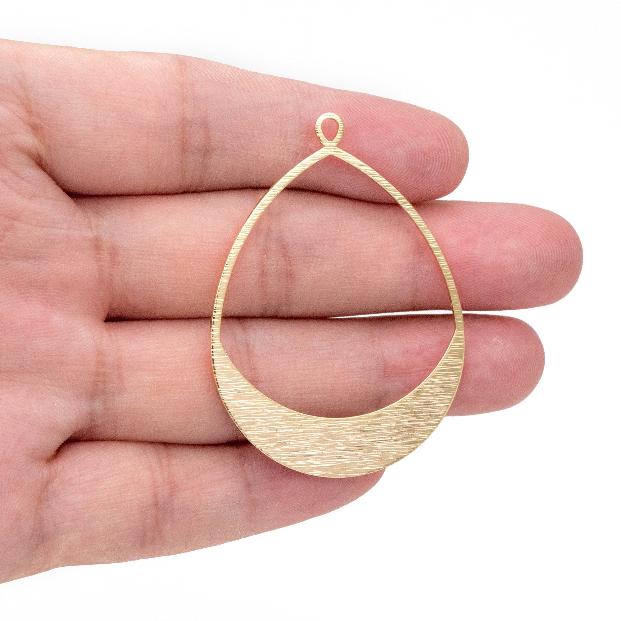 10pcs Gold Brushed Teardrop Pendants, Geometric Link Charms 49x36mm (GB-3817-H)