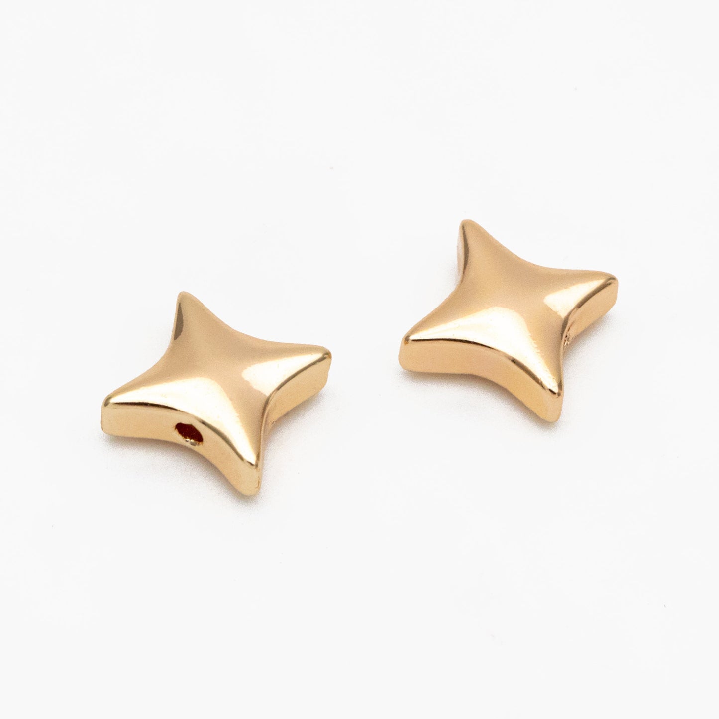 10pcs Gold/ Silver Tone Star Spacer Beads, Gold/ Rhodium plated Brass Cross Star Beads (GB-2964-F)