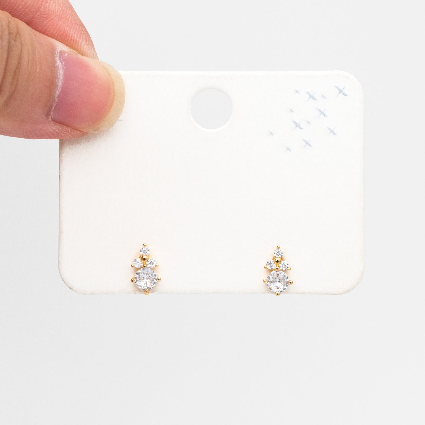 4pcs CZ Pave Round Earrings 9x5mm, Gold Plated Brass Dainty Stud Earrings (GB-4011)