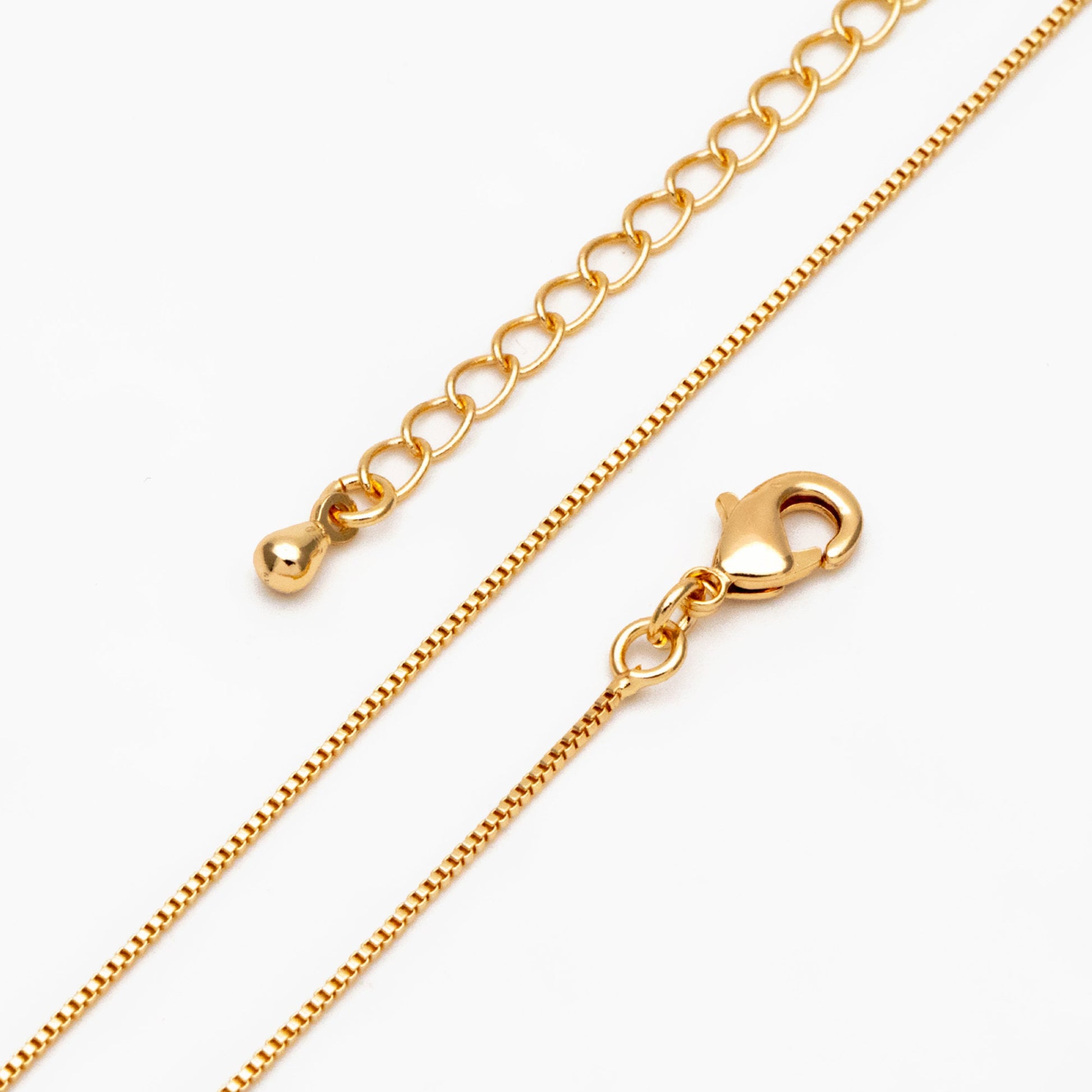1pc Gold 0.8mm Box Chain Necklace, Finished Dainty Necklace, Ready to Wear (#LK-598)