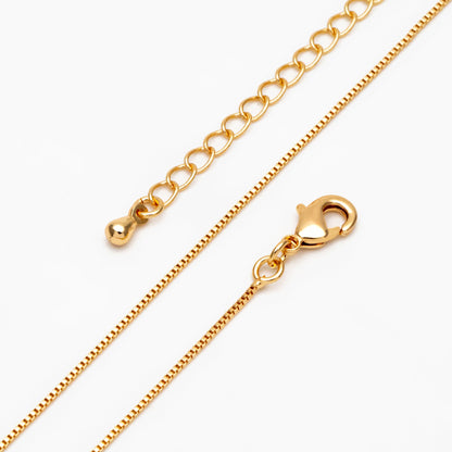 1pc Gold 0.8mm Box Chain Necklace, Finished Dainty Necklace, Ready to Wear (#LK-598)