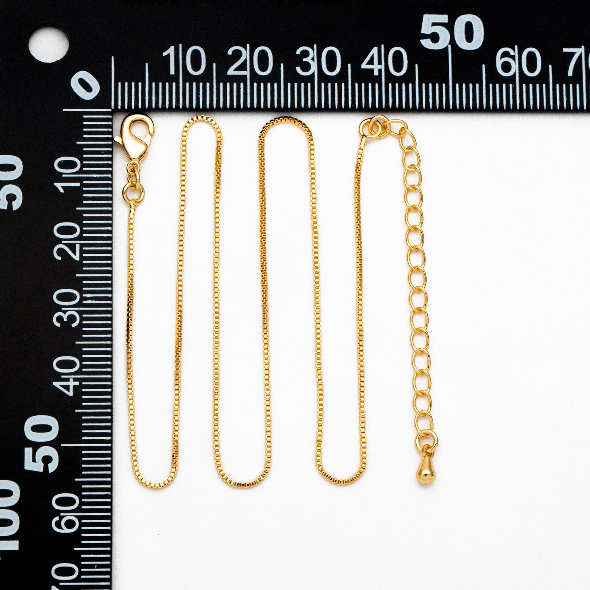 1pc Gold 0.8mm Box Chain Necklace, Finished Dainty Necklace, Ready to Wear (#LK-598)