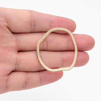 10pcs Gold Irregular Ring Charms, 18K Gold plated Brass Ring, Geometric Hoop Circle Pendants (GB-3817-N)