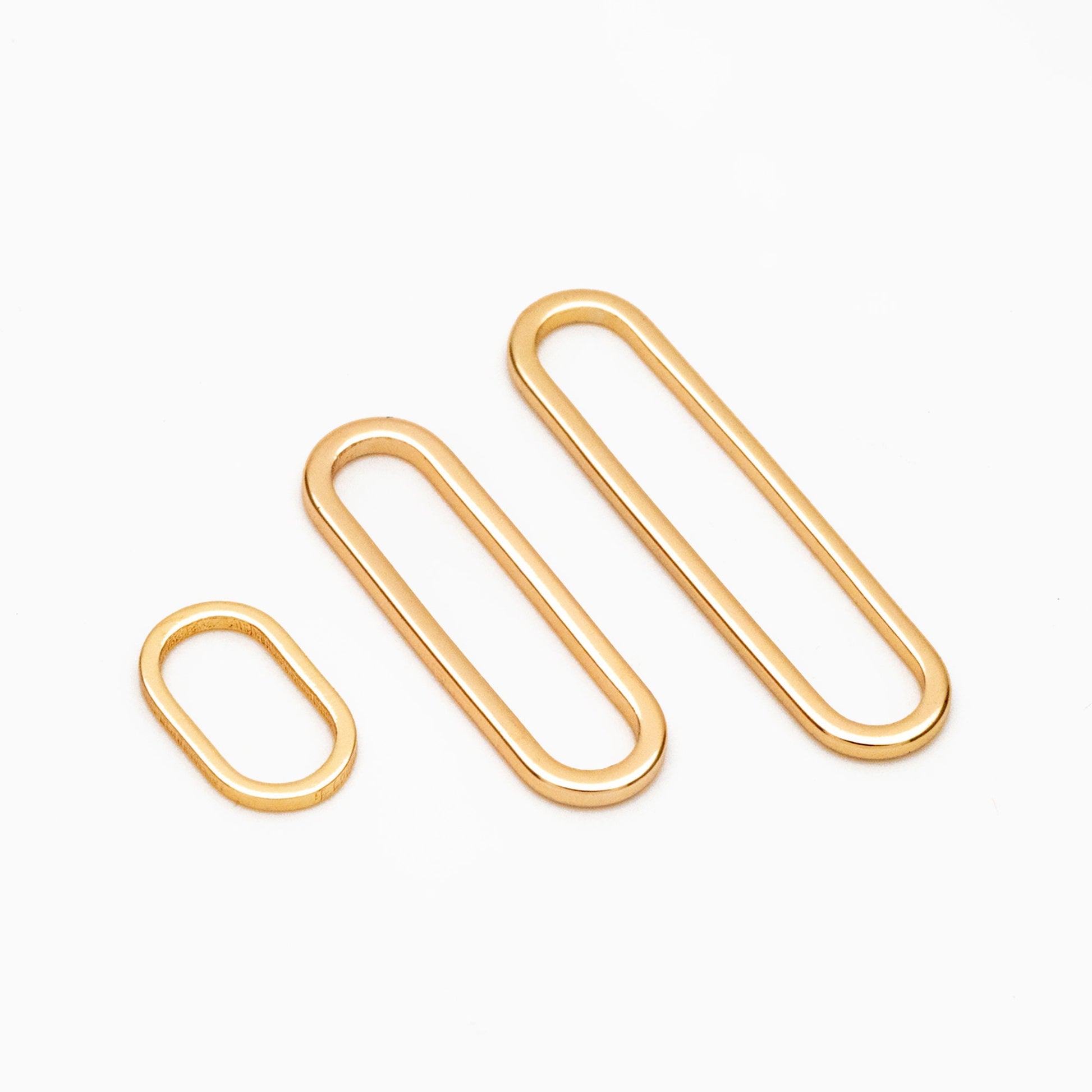 10pcs Gold/ Silver Oval Link Charms 10/20/25mm, Brass Long Oval Hoops, Geometric Hoop Circle Connector Pendants (GB-1485)