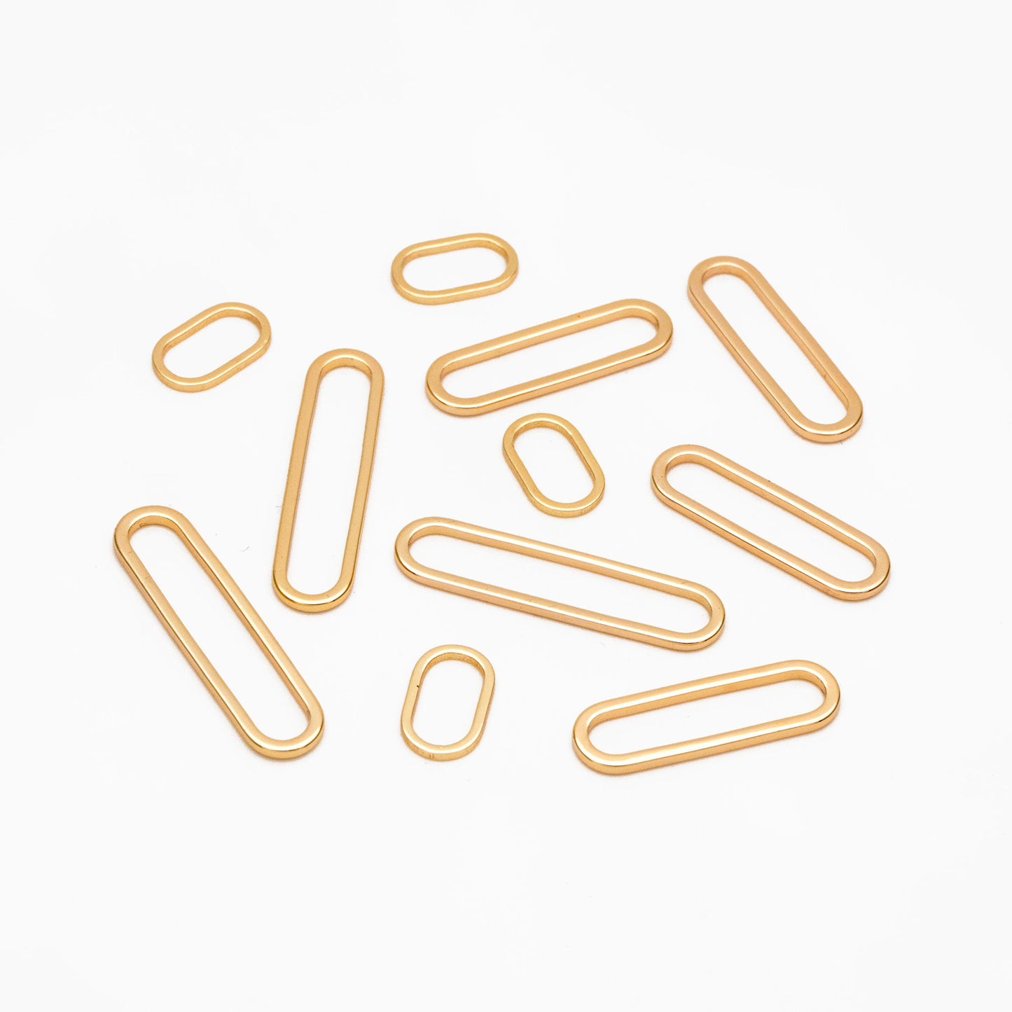 10pcs Gold/ Silver Oval Link Charms 10/20/25mm, Brass Long Oval Hoops, Geometric Hoop Circle Connector Pendants (GB-1485)