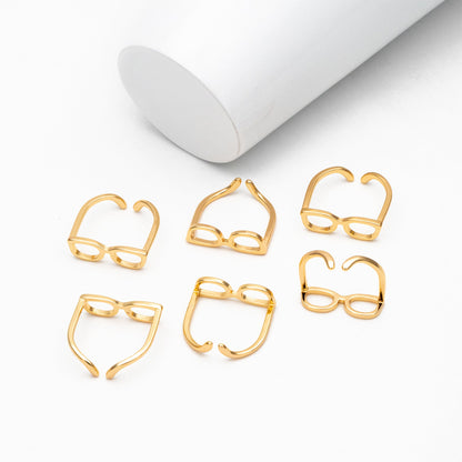 4pcs Gold Glasses Ring, Everyday Ring, Fashion Rings, Adjustable Ring, Minimalist Ring (#GB-4054)