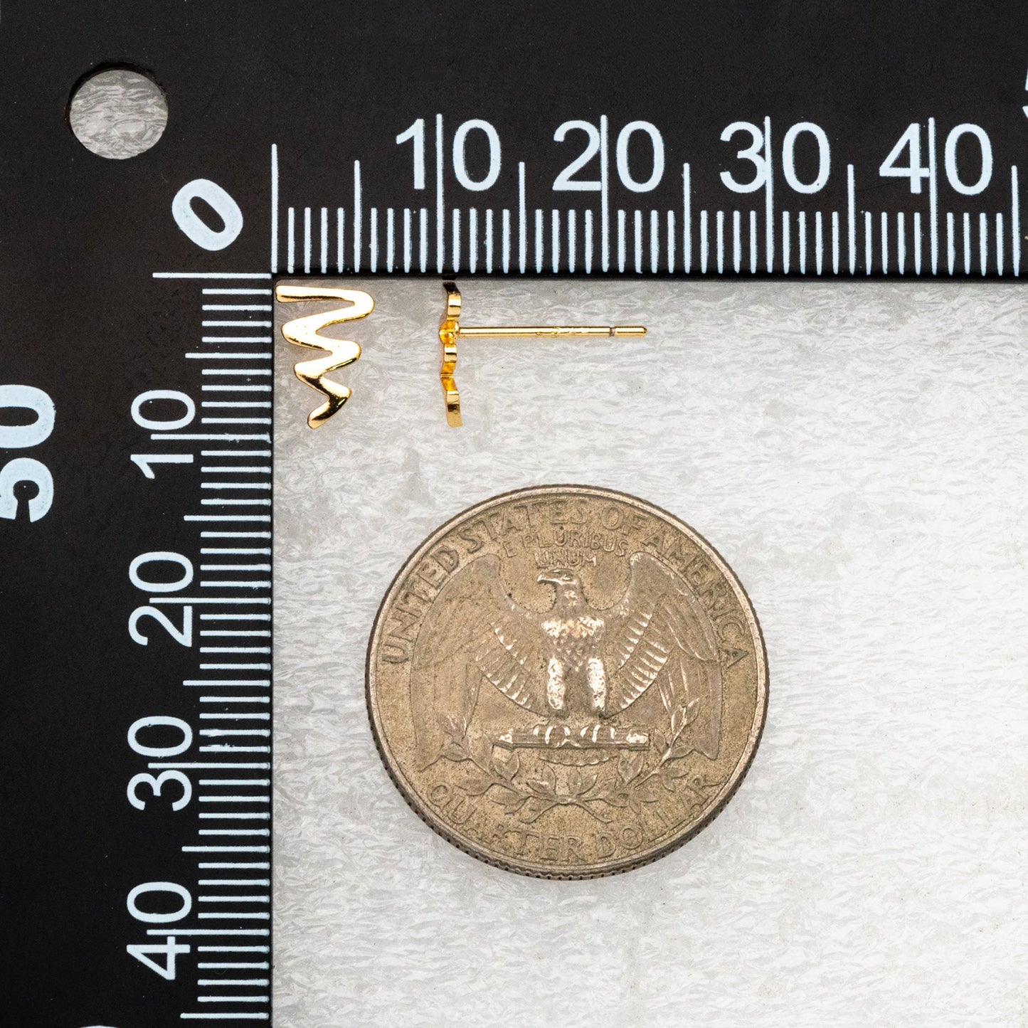 10pcs Gold ZigZag Stud Earrings, Gold Plated Brass, Minimalist Wave Earrings (GB-4058)