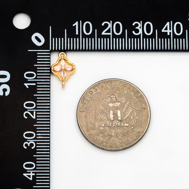 10pcs CZ Pave Gold Flower Charm Connectors 14mm, 18K Gold plated Brass Earring Connectors (GB-3780-E)