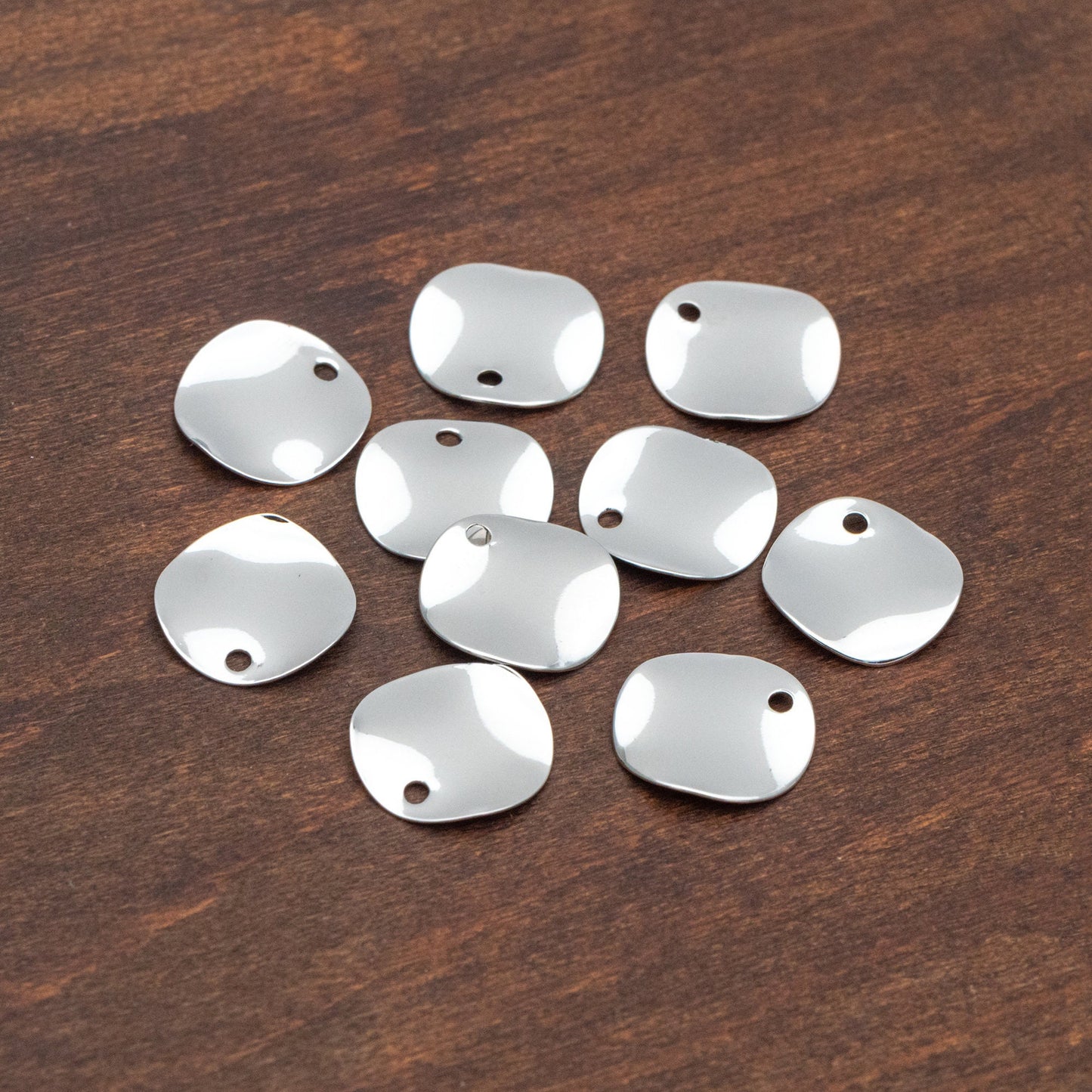 10pcs Hammered Disc Charms 12/ 15mm, Polished Gold/ Rhodium plated Brass Round Coin Charms (GB-153)