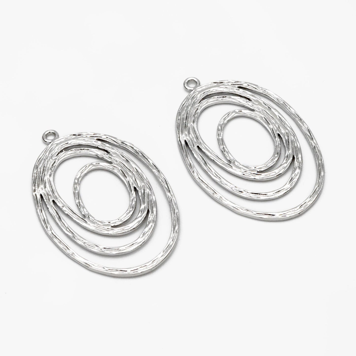 10pcs Gold/ Silver Oval Vortex Charms, Gold/ Rhodium plated Brass Oval Pendants, Dangle Earring Components (GB-1066-B)