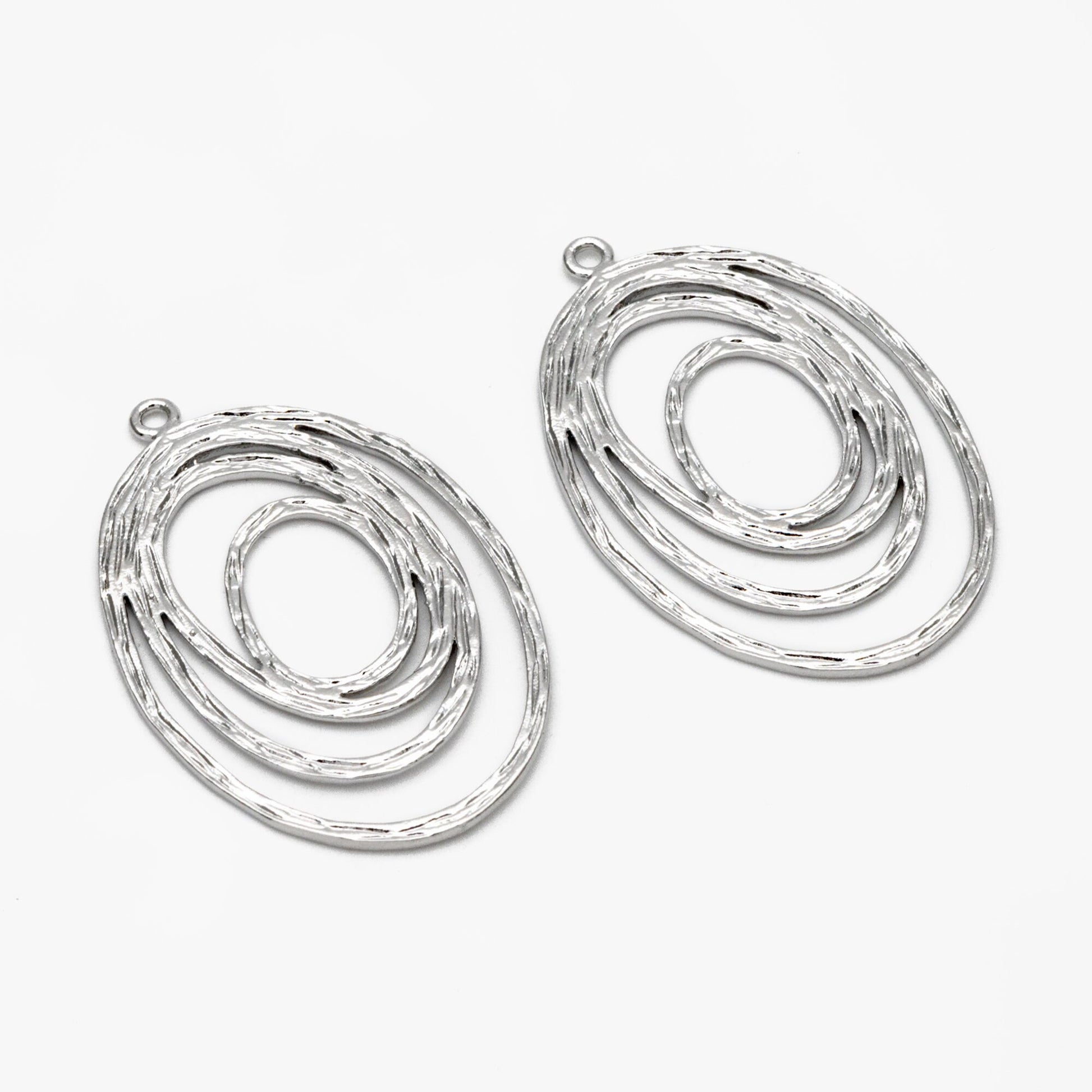 10pcs Gold/ Silver Oval Vortex Charms, Gold/ Rhodium plated Brass Oval Pendants, Dangle Earring Components (GB-1066-B)