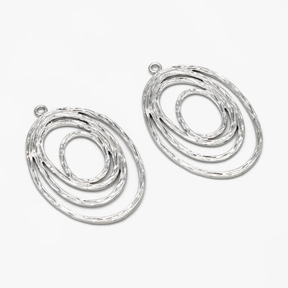 10pcs Gold/ Silver Oval Vortex Charms, Gold/ Rhodium plated Brass Oval Pendants, Dangle Earring Components (GB-1066-B)