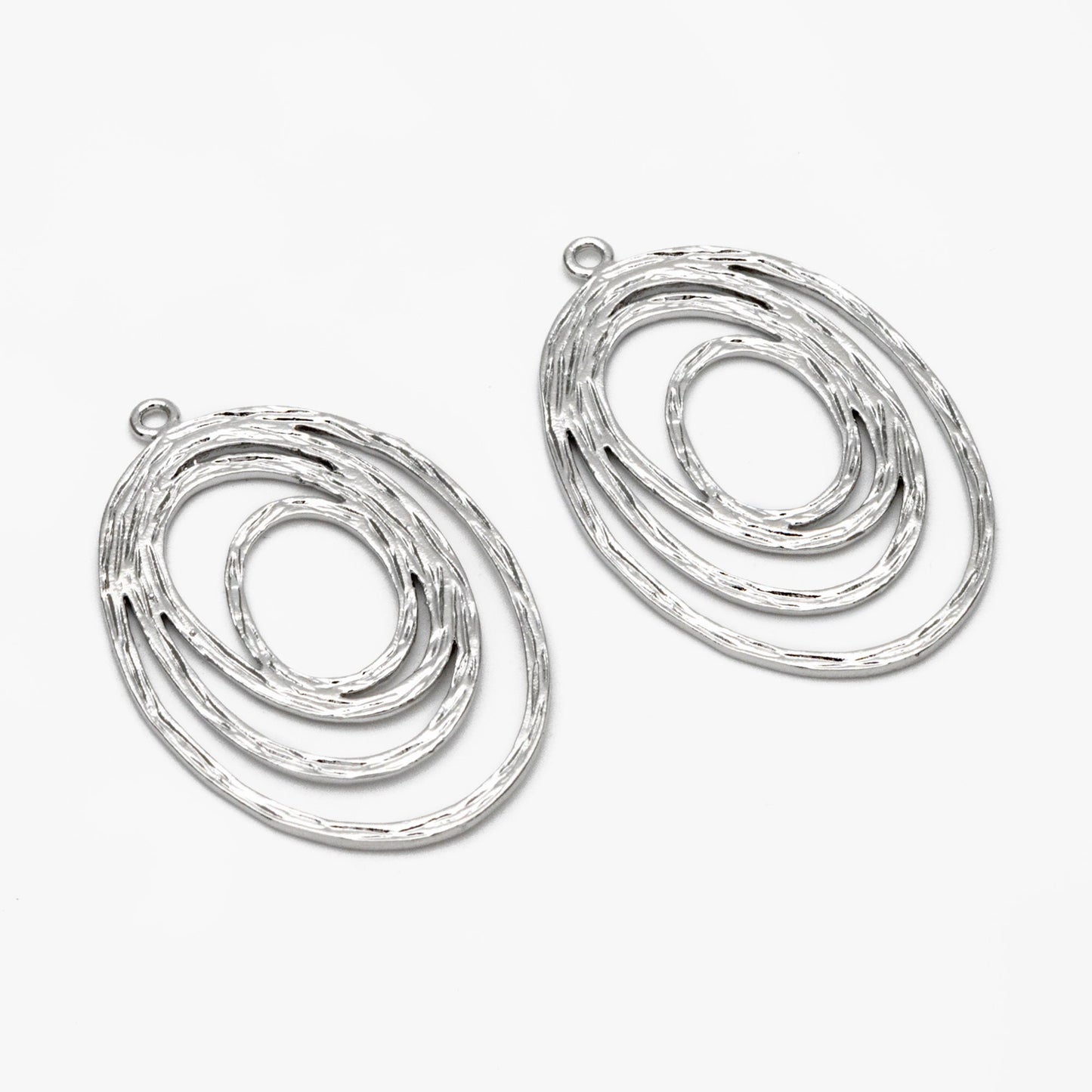 10pcs Gold/ Silver Oval Vortex Charms, Gold/ Rhodium plated Brass Oval Pendants, Dangle Earring Components (GB-2830)