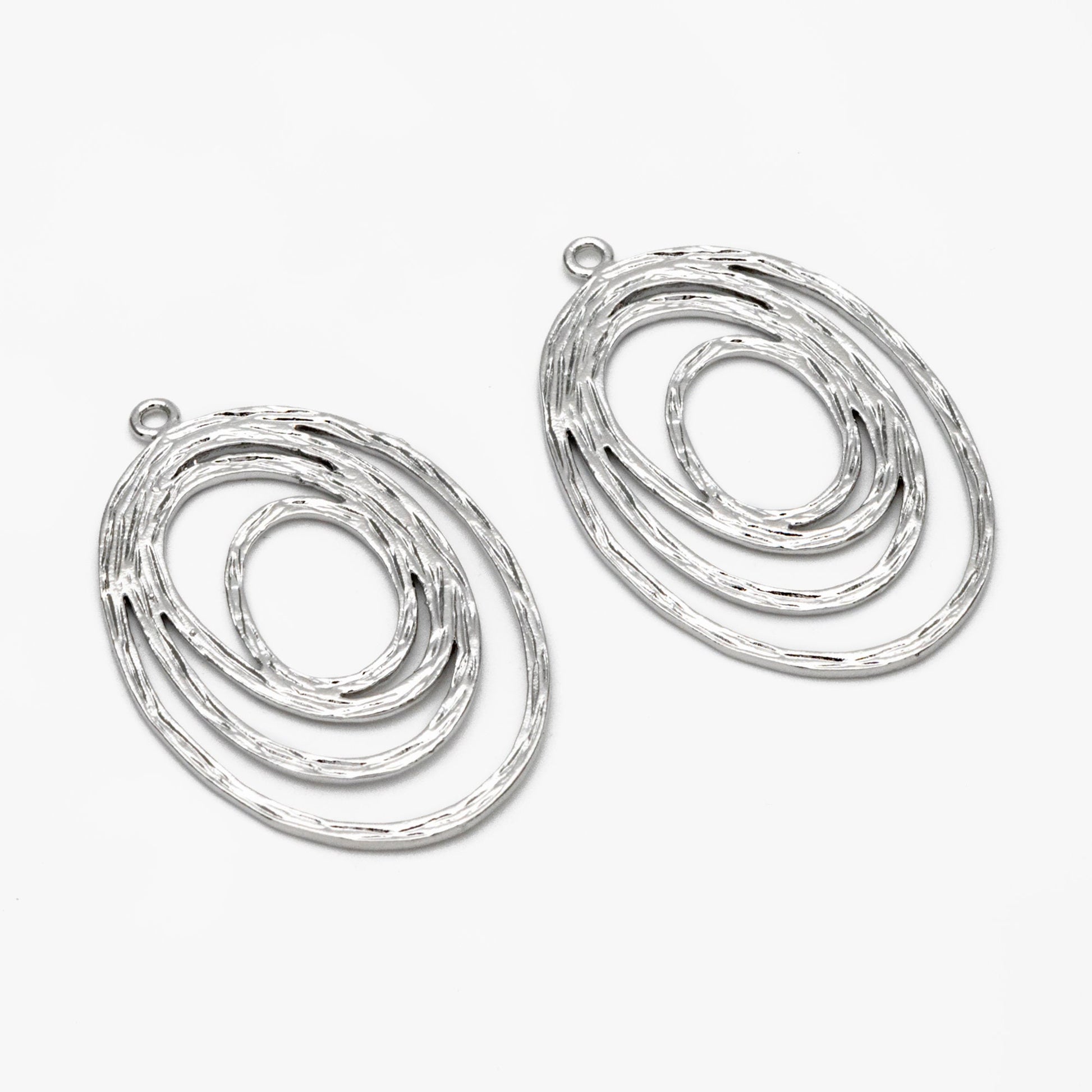 10pcs Gold/ Silver Oval Vortex Charms, Gold/ Rhodium plated Brass Oval Pendants, Dangle Earring Components (GB-2830)