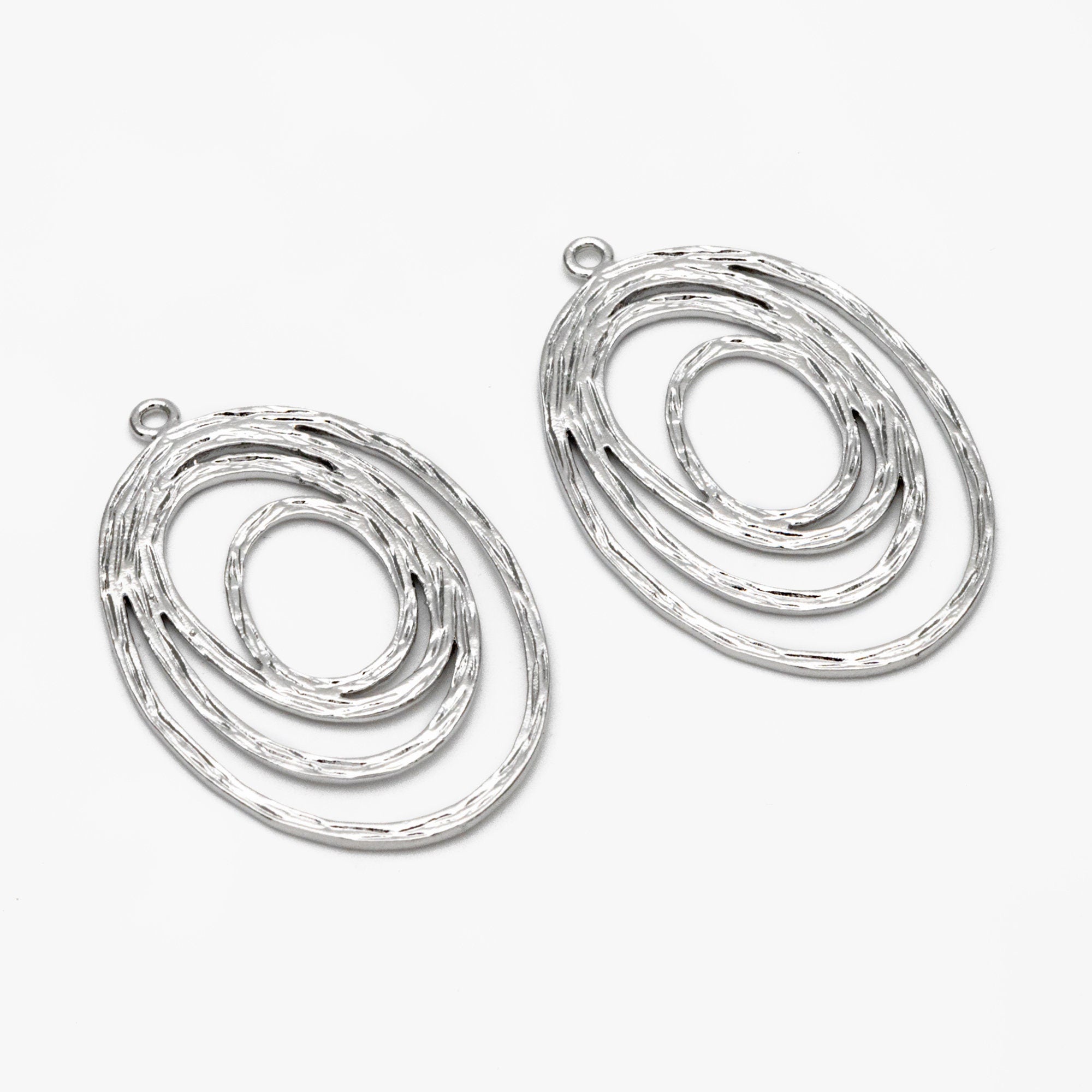 10pcs Gold/ Silver Oval Vortex Charms, Gold/ Rhodium plated Brass Oval Pendants, Dangle Earring Components (GB-2830)