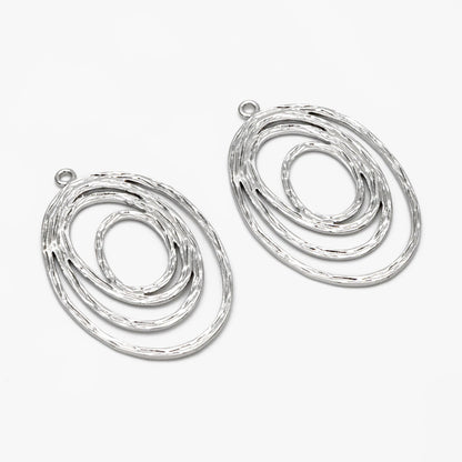 10pcs Gold/ Silver Oval Vortex Charms, Gold/ Rhodium plated Brass Oval Pendants, Dangle Earring Components (GB-2830)