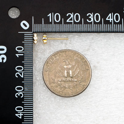 10pcs CZ Pave Dainty Trinity Earrings 5x2mm, Real Gold Plated Brass Minimalist Stud Earrings (#GB-4021)