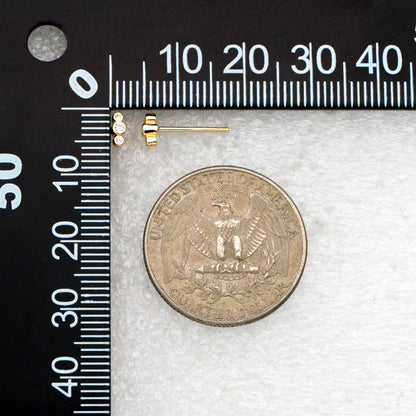 10pcs CZ Pave Dainty Trinity Earrings 5x2mm, Real Gold Plated Brass Minimalist Stud Earrings (#GB-4021)