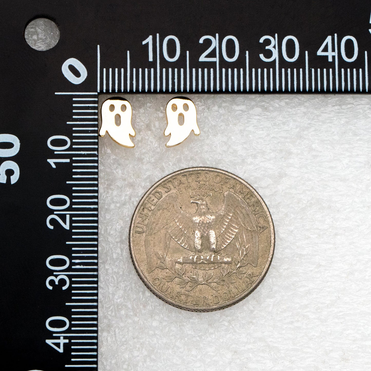 10pcs Gold Ghost Earrings 9x6mm, Gold Plated Brass Minimalist Stud Earrings (GB-3312-A)