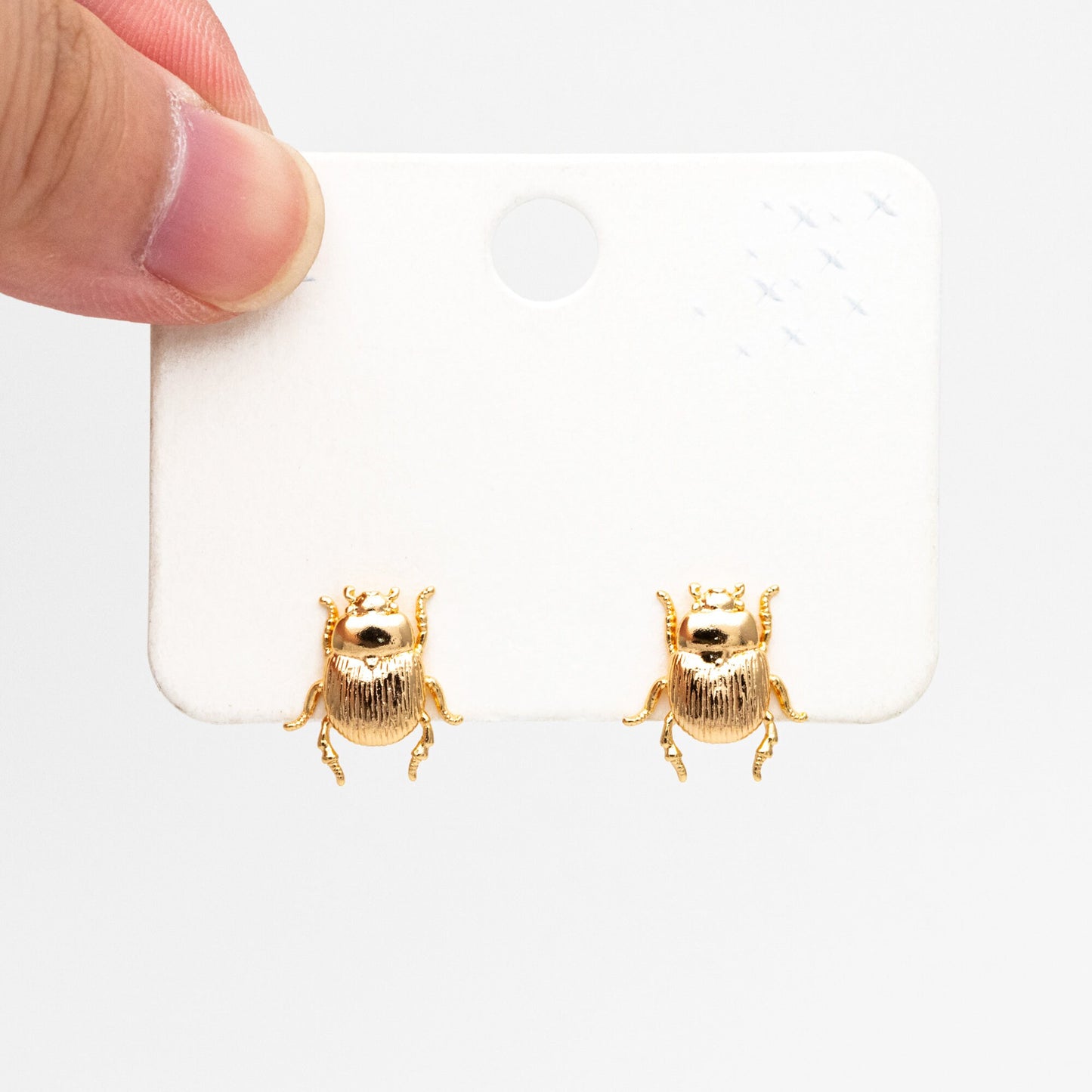 10pcs Gold/ Silver Texture Beetle Earrings 14x13mm, Gold/ Rhodium Plated Brass, Insect Stud Earrings (GB-4026)