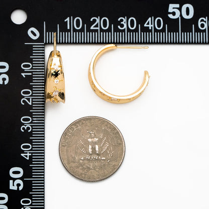 4pcs CZ Pave Gold Round Circle Earrings, Gold plated Brass, Geometric Hoop Stud Earrings (GB-4027)