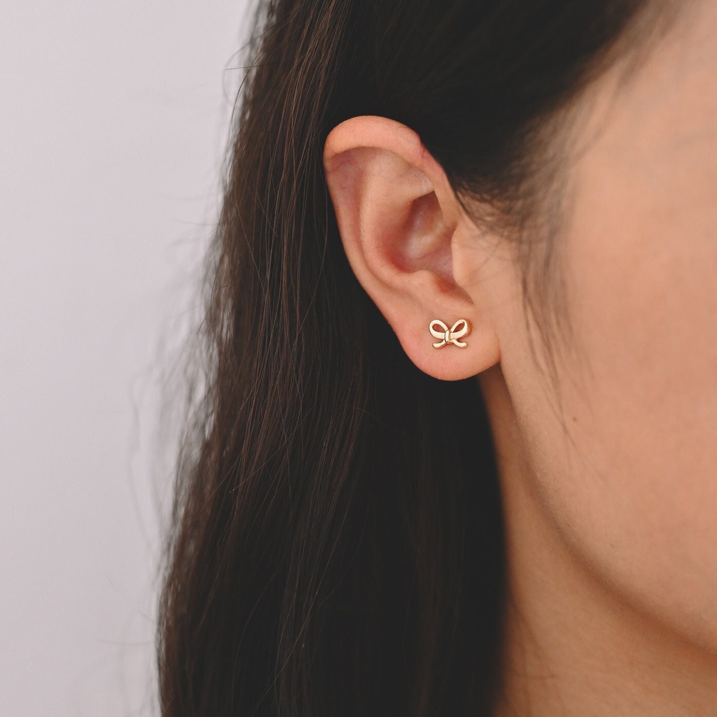 10pcs Gold/ Rhodium plated Brass Bowknot Ear Posts, Bow Knot Stud Earrings (GB-139-C)