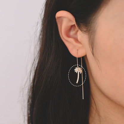 4pcs Gold Palm Tree Charms 19mm, 18K Gold plated Brass, CZ Pave Beach Necklace Pendants (GB-2374-D)