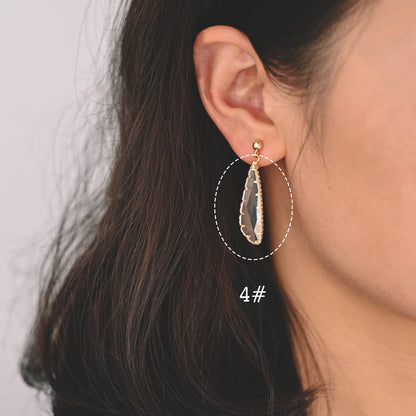 4pcs Gold Framed Clear Dangle Charms, Gold plated Brass Crystal Glass Pendants (GB-550)