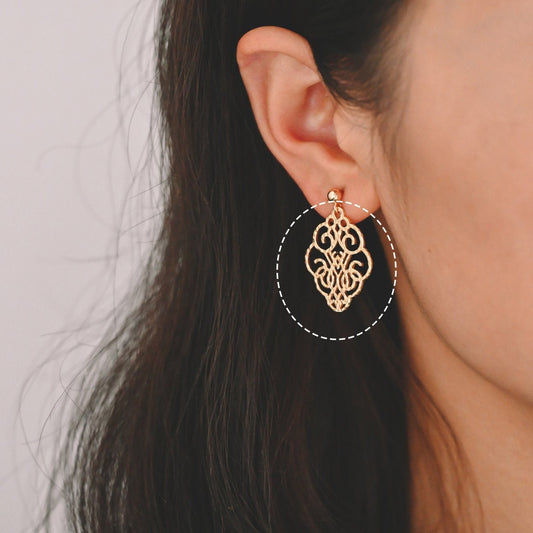 10pcs Gold Filigree Charm Connectors, Gold plated Brass Earring Charms, Necklace Pendants with Loops 28x23mm (GB-583)