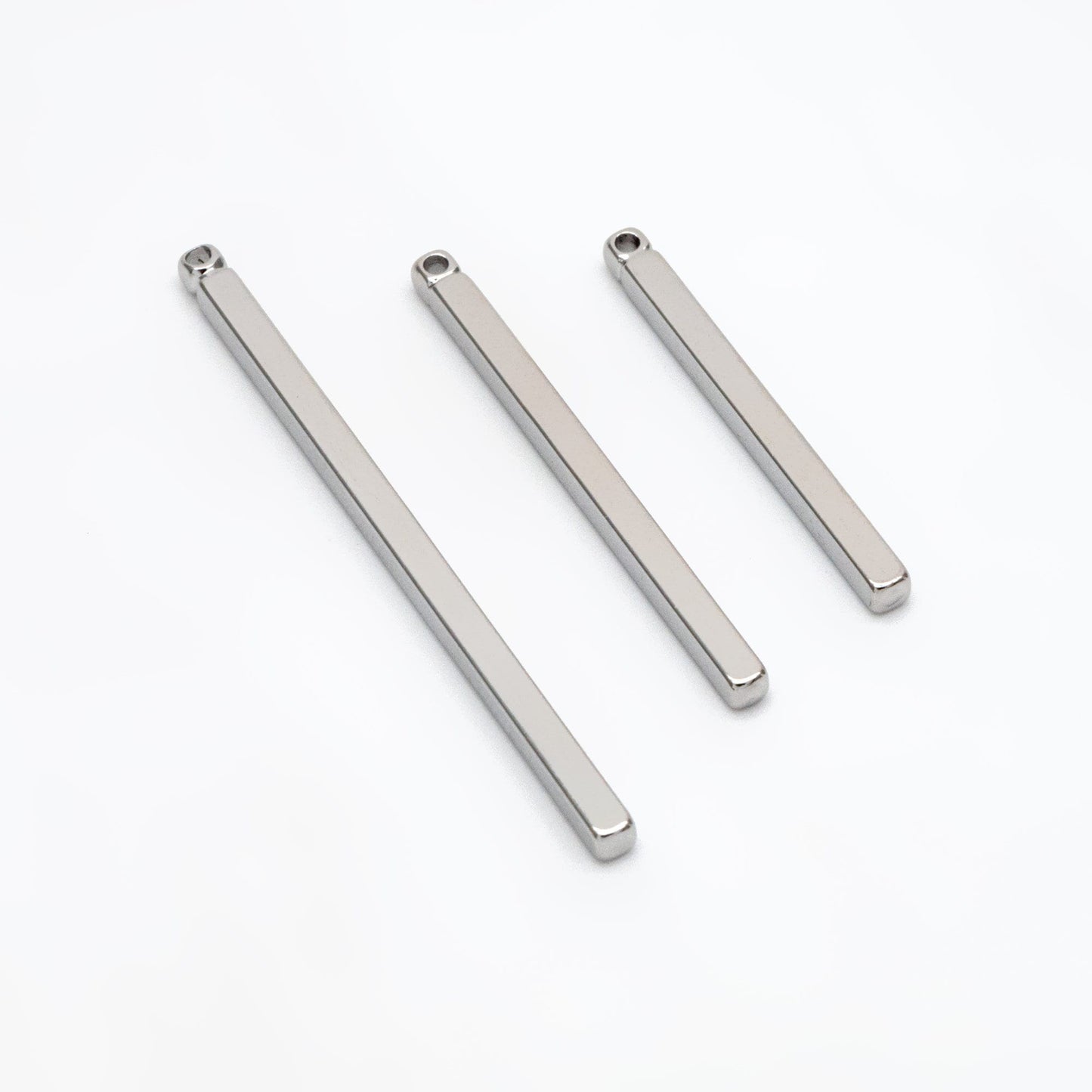 10pcs Gold/ Silver Long Bar Charms, Square bar, Real Gold/ Rhodium plated Brass, Multi Size 25/ 30/ 40mm by 2mm Thick (GB-2865)