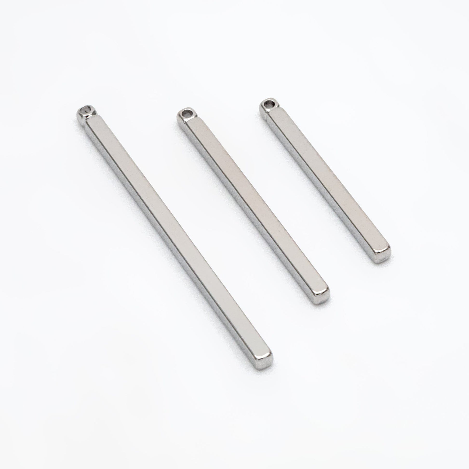 10pcs Gold/ Silver Long Bar Charms, Square bar, Real Gold/ Rhodium plated Brass, Multi Size 25/ 30/ 40mm by 2mm Thick (GB-2865)