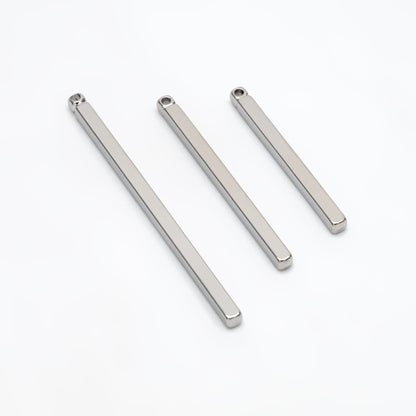 10pcs Gold/ Silver Long Bar Charms, Square bar, Real Gold/ Rhodium plated Brass, Multi Size 25/ 30/ 40mm by 2mm Thick (GB-2865)