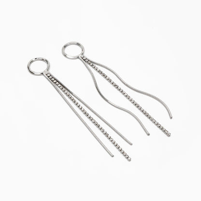 4pcs Gold/ Silver Chain Tassels 85mm Long, Rhinestone Chain Charm Pendants (GB-1277-E)