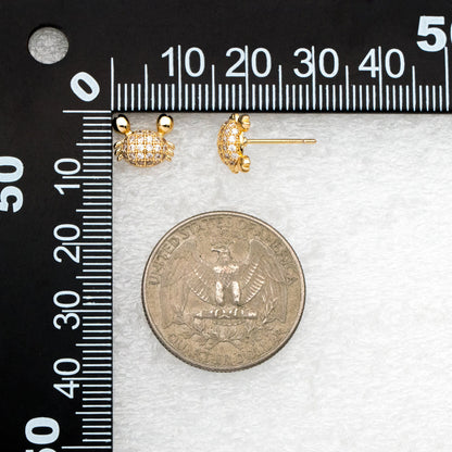 4pcs CZ Pave Gold Crab Earrings, Gold plated Brass, Dianty Crab Stud Earrings (GB-4069)