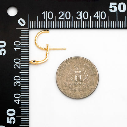 4pcs Gold Snake Front Back Earrings, Gold Plated Brass Snake Ear Jacket (GB-4070)