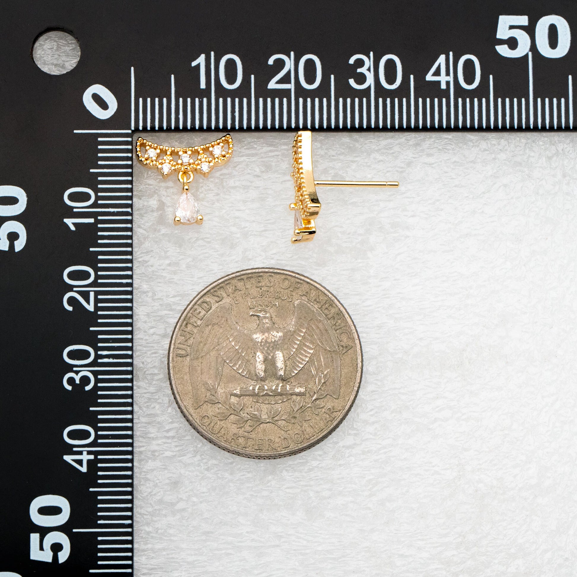 4pcs Gold Dangle Drop Earrings, Real Gold Plated Brass Dainyu Stud Earrings (#GB-4072)