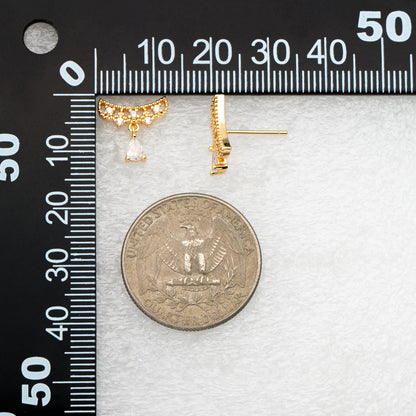 4pcs Gold Dangle Drop Earrings, Real Gold Plated Brass Dainyu Stud Earrings (#GB-4072)