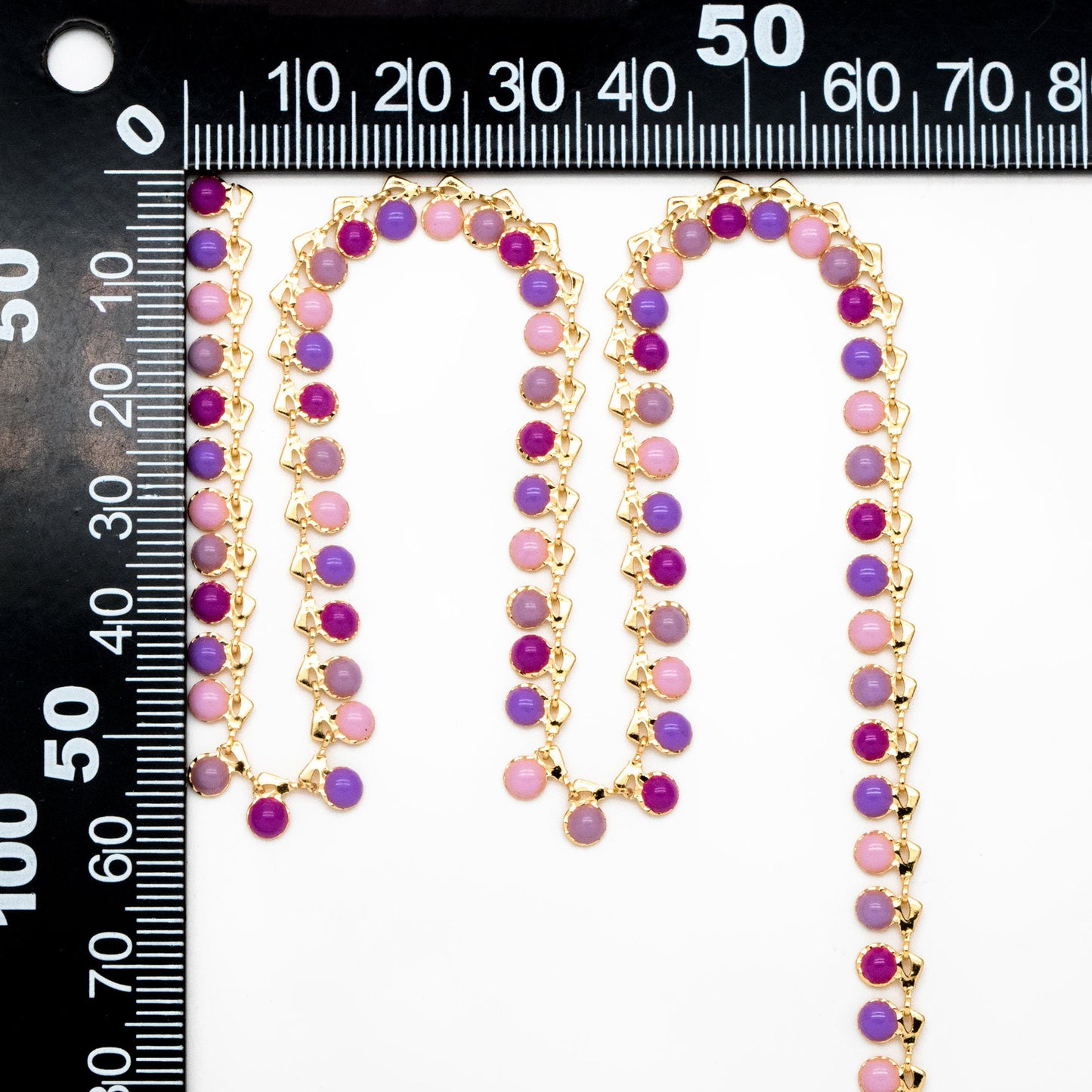 Purple Enamel Beaded Chain 6mm, 18K Gold plated Brass, Quality Bead Chain Wholesale (#LK-595-2)/ 1 Meter=3.3ft